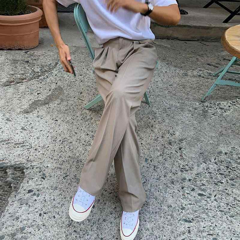 メンズ スラックス ワイドパンツ ストレート 落ち感 ゆったり ロング丈 マキシ丈 夏 韓国ファッション トレンド 高見え きれいめ 脚長効果 カジュアル｜くらしのセロネ