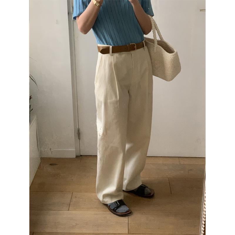 レディース パンツ カジュアルパンツ ハイウエスト ストレート ロング丈 上品 細見え ゆったり 通勤 シンプル 着回し きれいめ 大人 オフィスカジュアル 普段使い 脚長効果 体型カバー