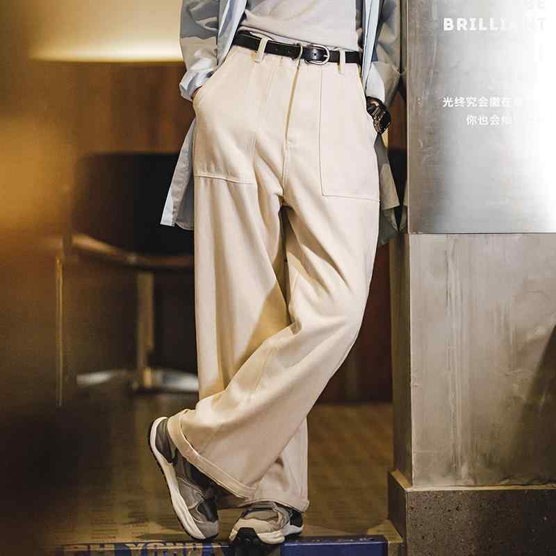 レディース デニム ワイドパンツ カーゴパンツ ホワイト ゆったり ストレート ポケット付き ロングパンツ カジュアル 体型カバー 高見え 楽ちん 秋 春秋