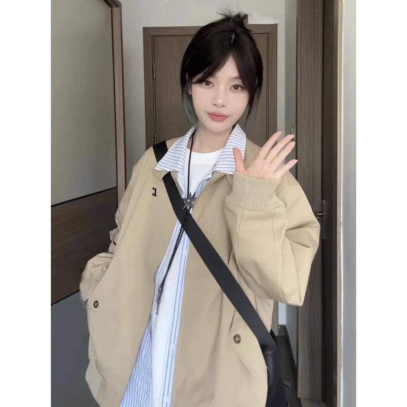 レディース ジャケット アウター スタンドカラー ワークジャケット アメカジ レトロ ゆったり オーバーサイズ 男女兼用 ユニセックス 韓国ファッション トレンド カジュアル 着回し 春 秋