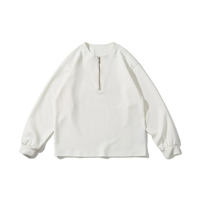 メンズ スウェット ハーフジップ レトロ シンプル ストリート カジュアル トップス プルオーバー 長袖 ゆったり 着まわし 万能 春 無地 おしゃれ かっこいい ヴィンテージ風 部屋着 スポーツ