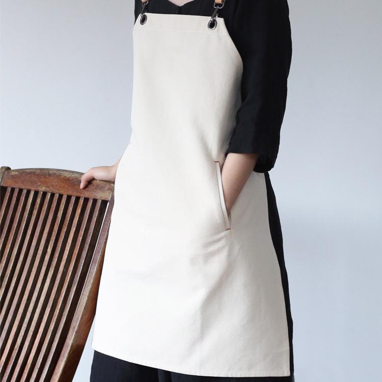 レディース エプロン シンプル モダン おしゃれ カフェ風 美容師 サロン カフェ 花屋 飲食店 ワークエプロン 作業用 業務用 かわいい 無地 ロング丈 上品 ナチュラル カジュアル ロゴプリント可能 ロゴ入れ(x30)