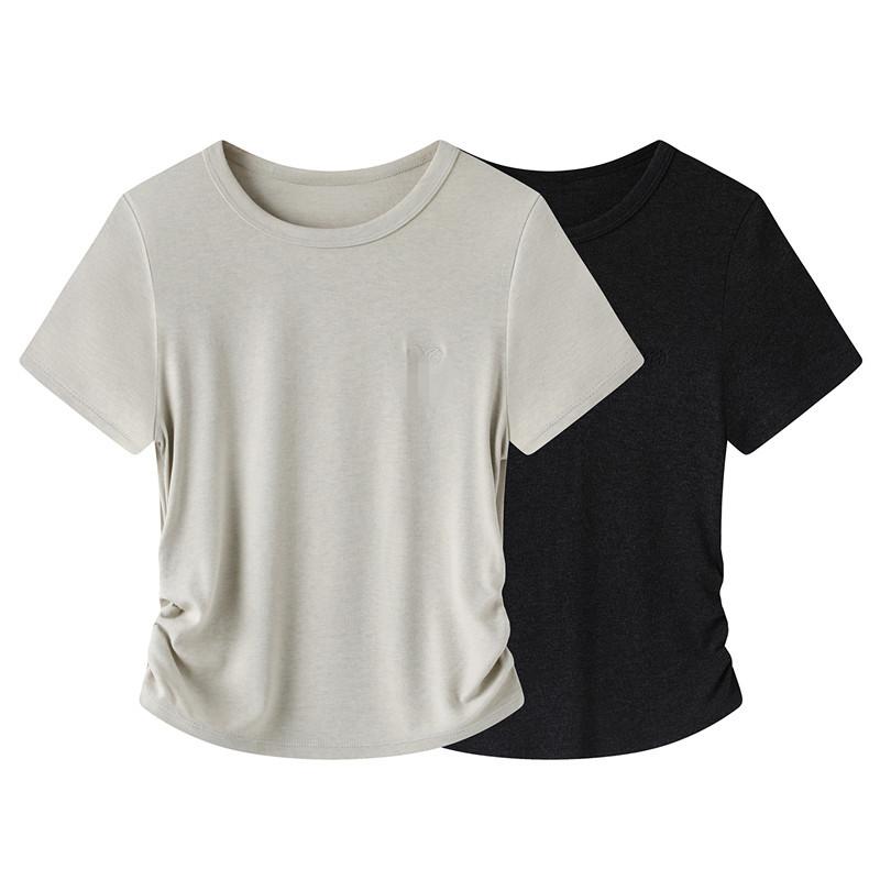 レディース Tシャツ 半袖 刺繍 英字ロゴ タイト ショート丈 ウエストシェイプ 細見え 着痩せ スタイルアップ カジュアル きれいめ 大人可愛い 春 秋 トップス 4,752円