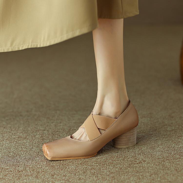 レディース メリージェーン バレエシューズ パンプス 本革 スクエアトゥ フラットシューズ ぺたんこ ストラップ レトロ ヴィンテージ調 アンティーク加工 上品 大人可愛い カジュアル デイリー 8,551円