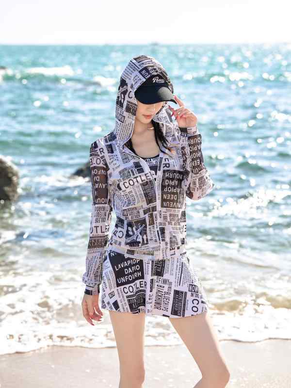 レディース 水着 セパレート 3点セット 長袖 ラッシュガード付き UVカット 日焼け対策 体型カバー 露出控えめ フィットネス スポーツ 大きいサイズ ママ水着 海 ビーチ リゾート オトナ女子 ぽっちゃり