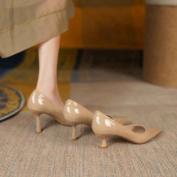 レディース パンプス 本革 牛革 ヌードカラー 4cm 6cm 8cm ヒール 選べるヒール高 通勤 オフィス 仕事用 きれいめ 上品 痛くない 疲れにくい 走れる 冠婚葬祭 フォーマル 春 ベージュ