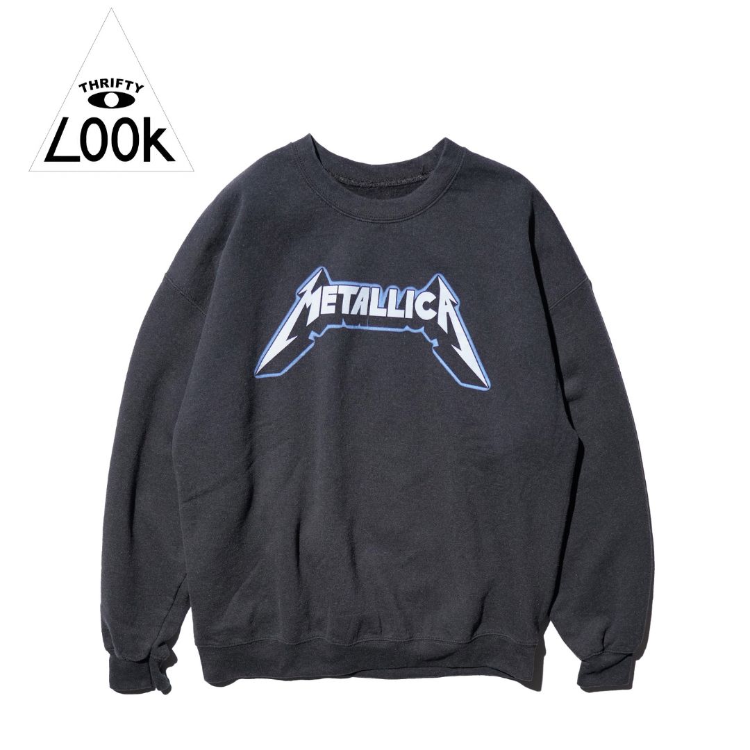 【THRIFTY LOOK / スリフティールック】 THRIFTY \"METALLICA\"" CREW SWEAT メタリカ ロゴタイプ 流汗 メンズ レディース  オフィシャルライセンシー 黒いこと"