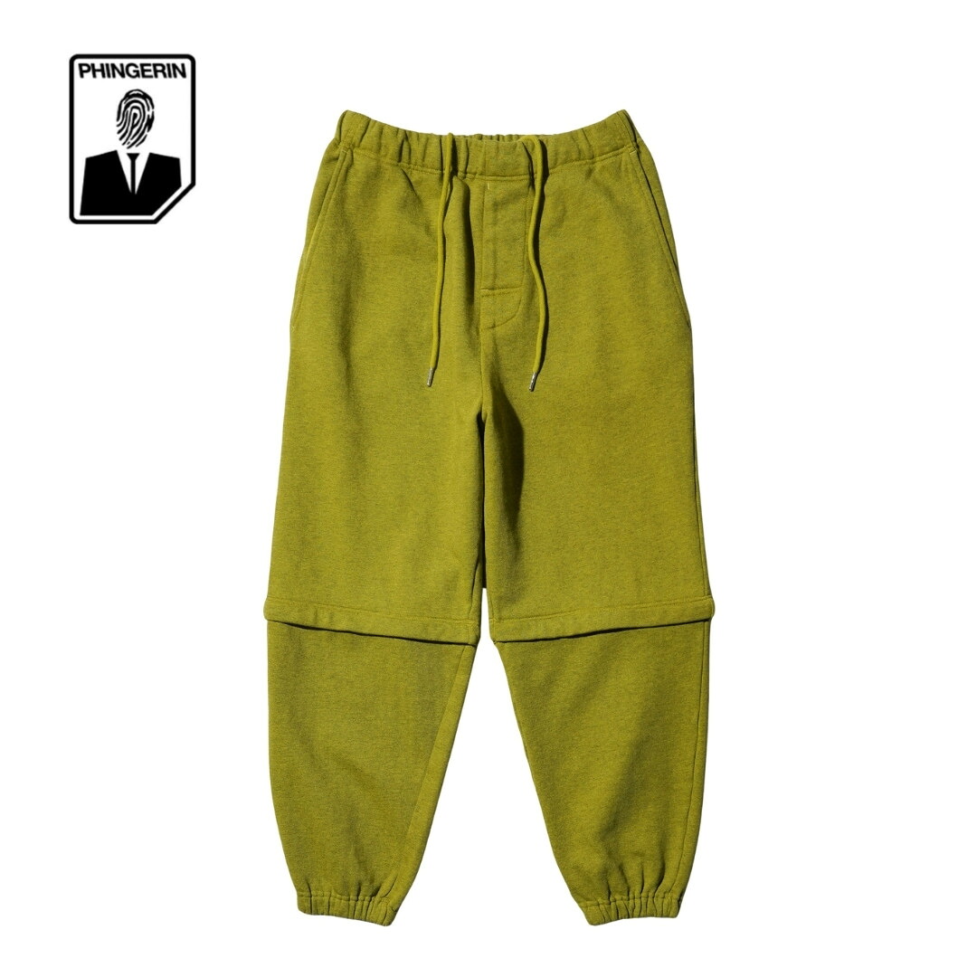 【PHINGERIN / フィンガリン】CONVERTIBLE SWEATPANTS LIME GREEN (PD-261-BT-091) 2WAY ガーメントダイライムカラー スウェットパンツ ユニセックス|S.U.N.STORE