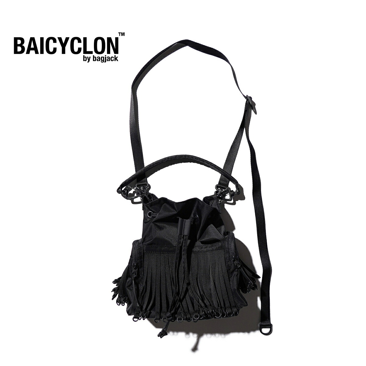 【BAICYCLON by Bagjack / バイシクロンバイバックジャック】TAPE FRINGE DRAWSTRING BAG (BCL-126) ドローストリングバッグ コーデュラナイロン 撥水加工 メンズ レディース ユニセックス 通勤 通学 バッグ