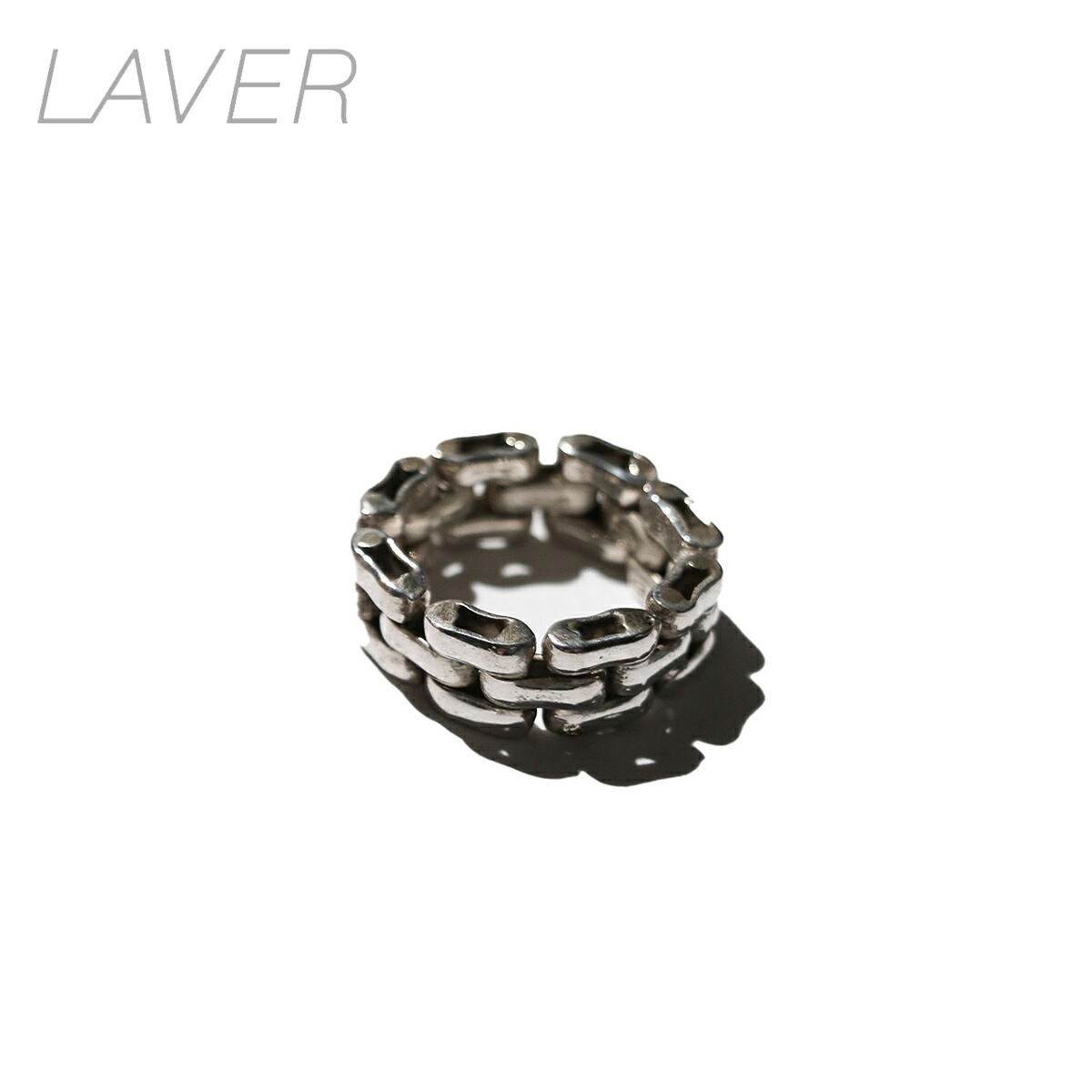 【LAVER / 天然ゴム】 3 LINK RING (NO.17) 胴締め主題 輪っか 925しろがね色 メキシカンジュエリー メキシコ合衆国製