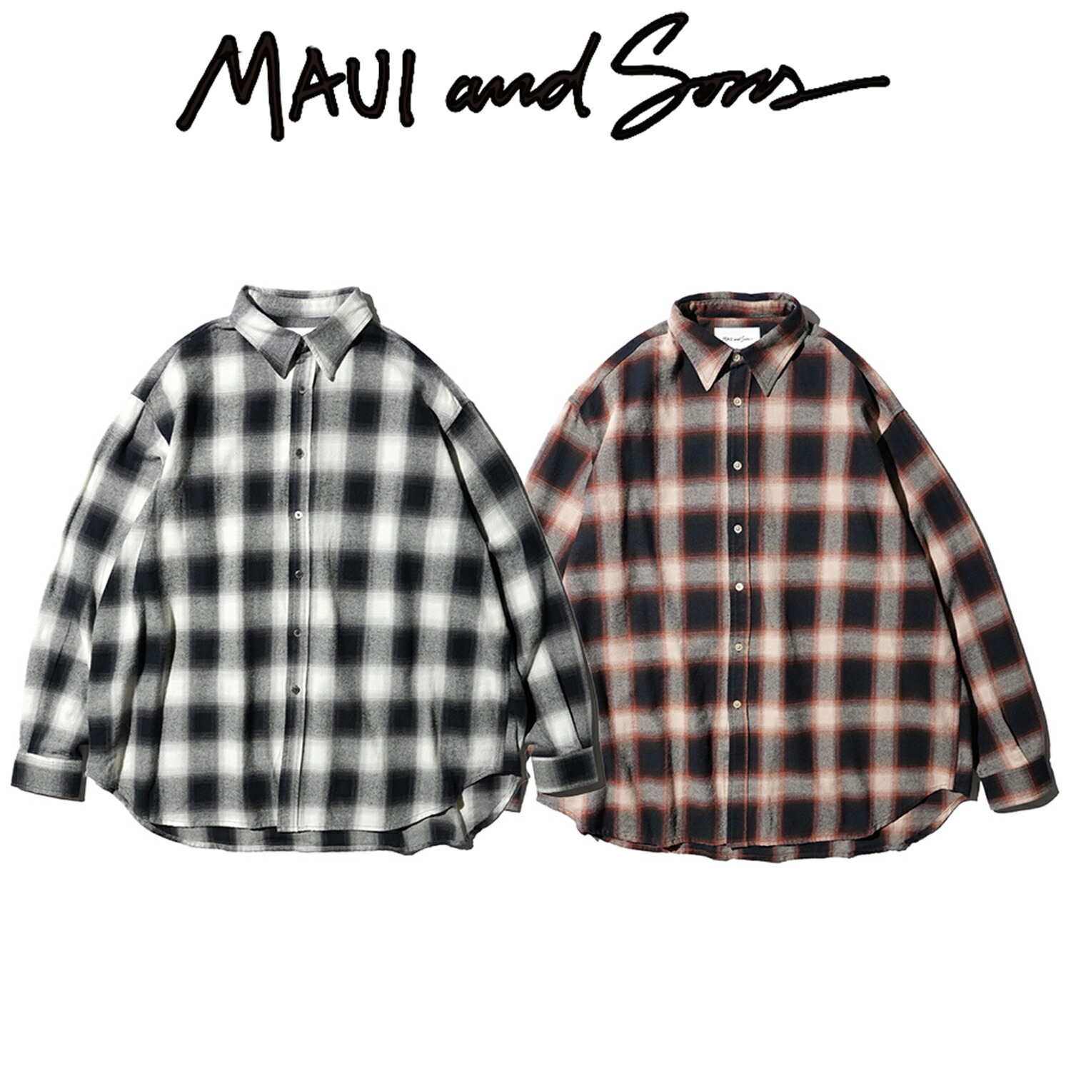 【Maui \u0026 Sons / マウイアンドサンズ】Venice Ombre Check Shirt 綿織物 プルオーバー オンプレチェック グラデーション
