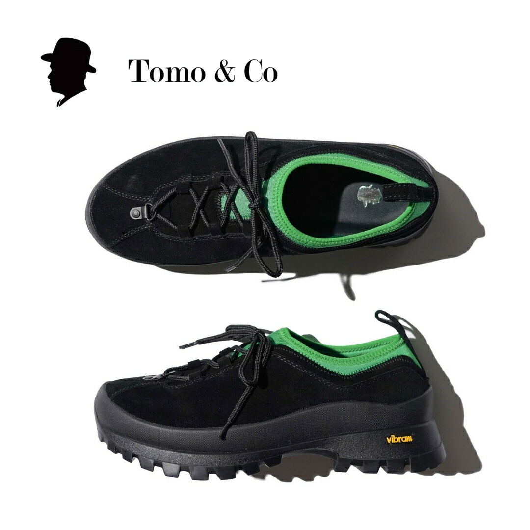 【Tomo \u0026 Co / トモアンドシーオー 】SHOELACE BAKE (TMTK-S-0057) シュースピード競技 スエードクロス ネオプレーン シューズ 靴 メンズ BLACK 黒いこと VIBRAM ビブラムソール