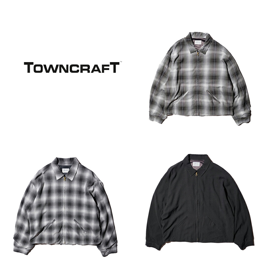 【TOWNCRAFT / 町手工芸品】50S ROCKBILLY RAYON JACKET 長袖 オンブレチェック ロカビリー上衣/細工物上衣 オンブレチェック ティーシャツ ジップ メンズ  人絹  秋冬