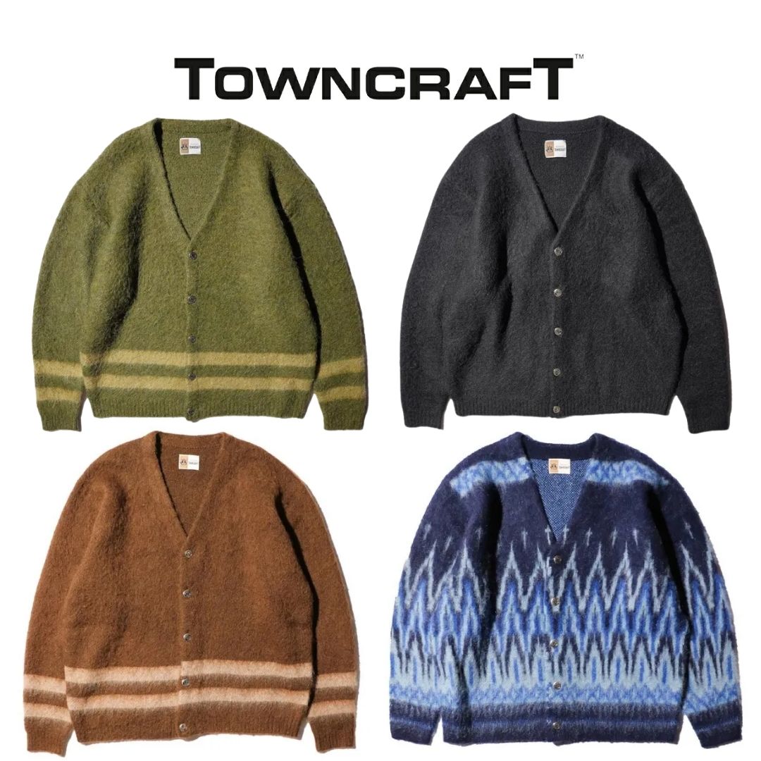70s towncraft XL カーディガン　イエロー　アクリル　ストライプ 70s towncraft XL カーディガン イエロー アクリル ストライプ 70s