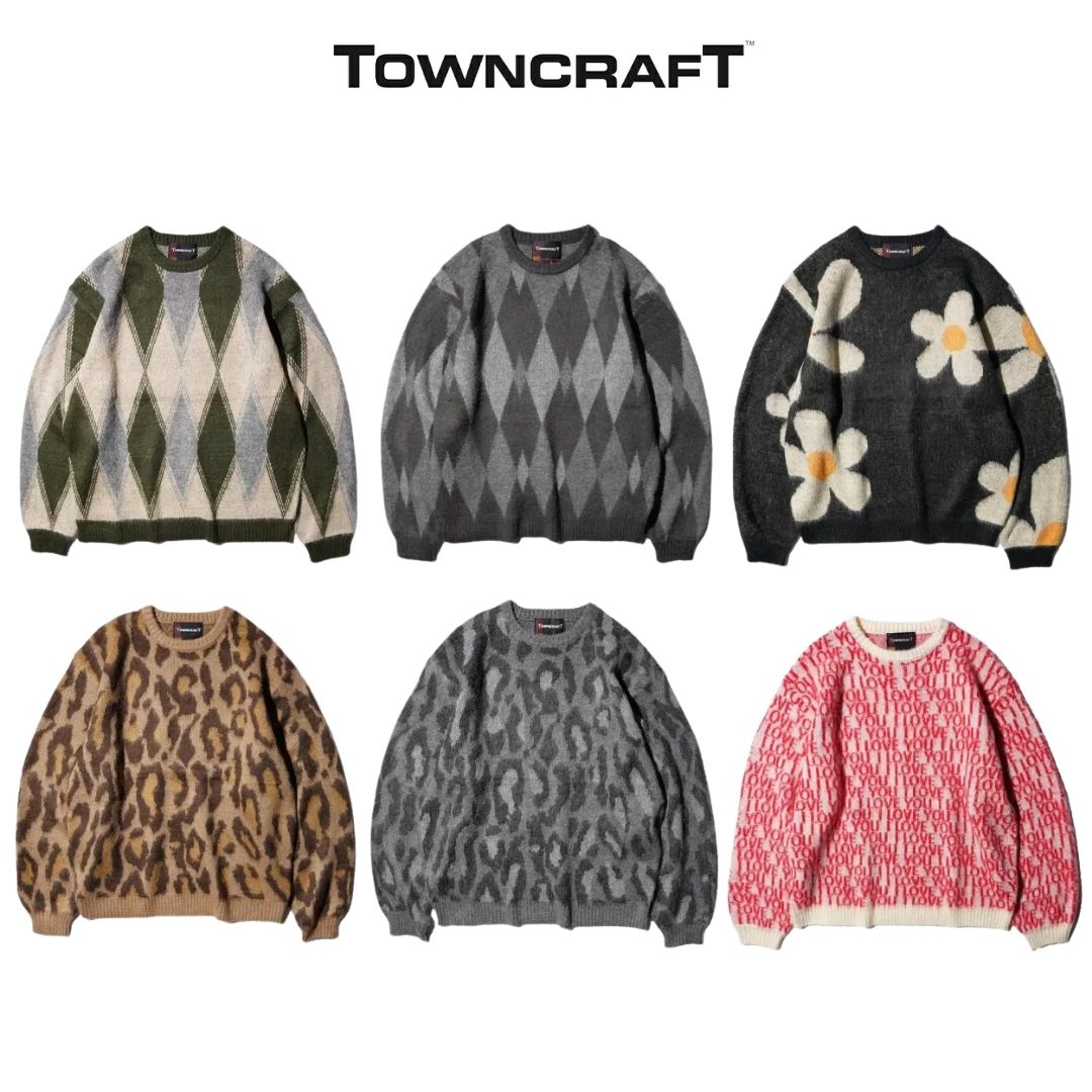 タウンクラフト ペニーズ ボーダー シャギーニット クルーネック モヘア調 TOWNCRAFT タウンクラフト シャギー クルーニット SHAGGY JACQUARD