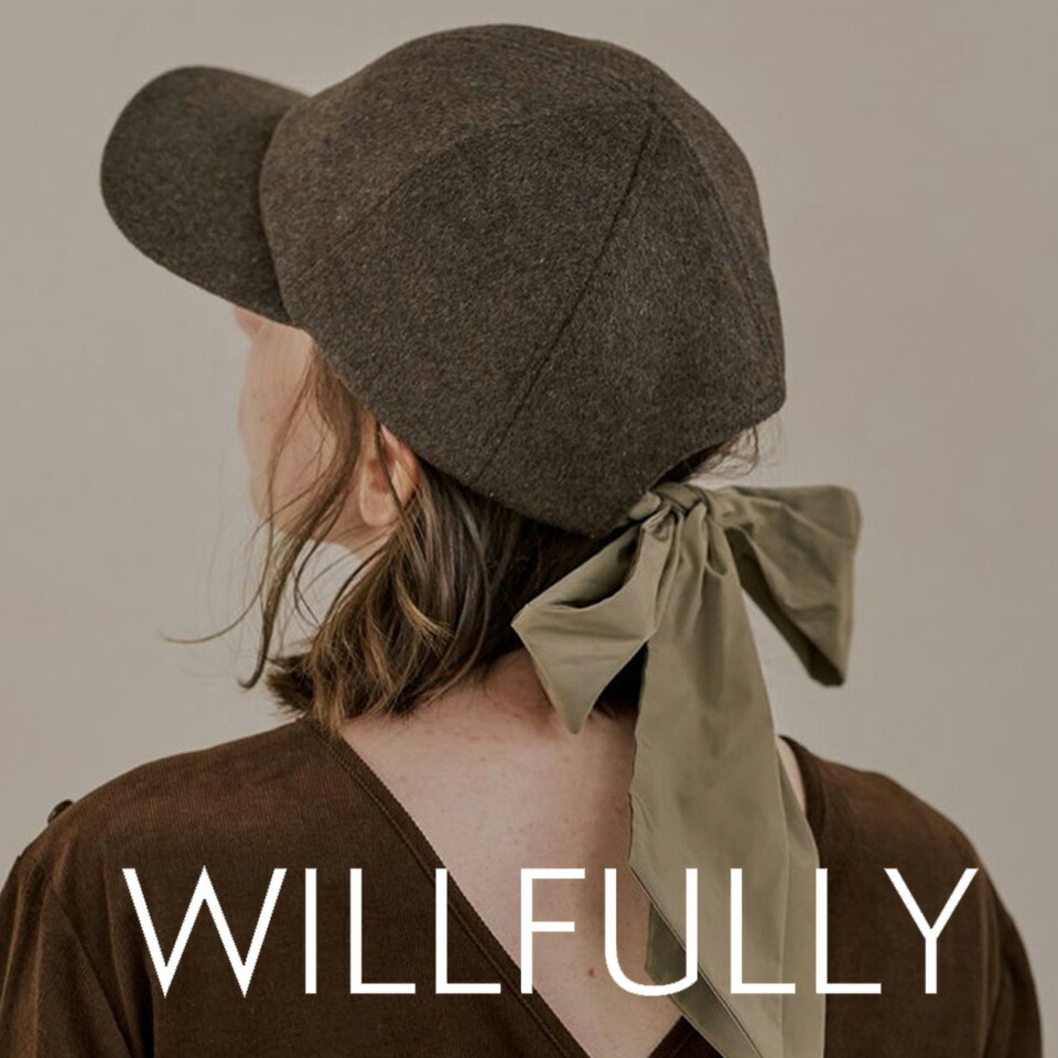 WILLFULLY ウィルフリーwool touch back ribbon casquette cap / ウールタッチ バックリボン キャスケットキャップ (チャコール/マロン/ブラック)｜CELUNA