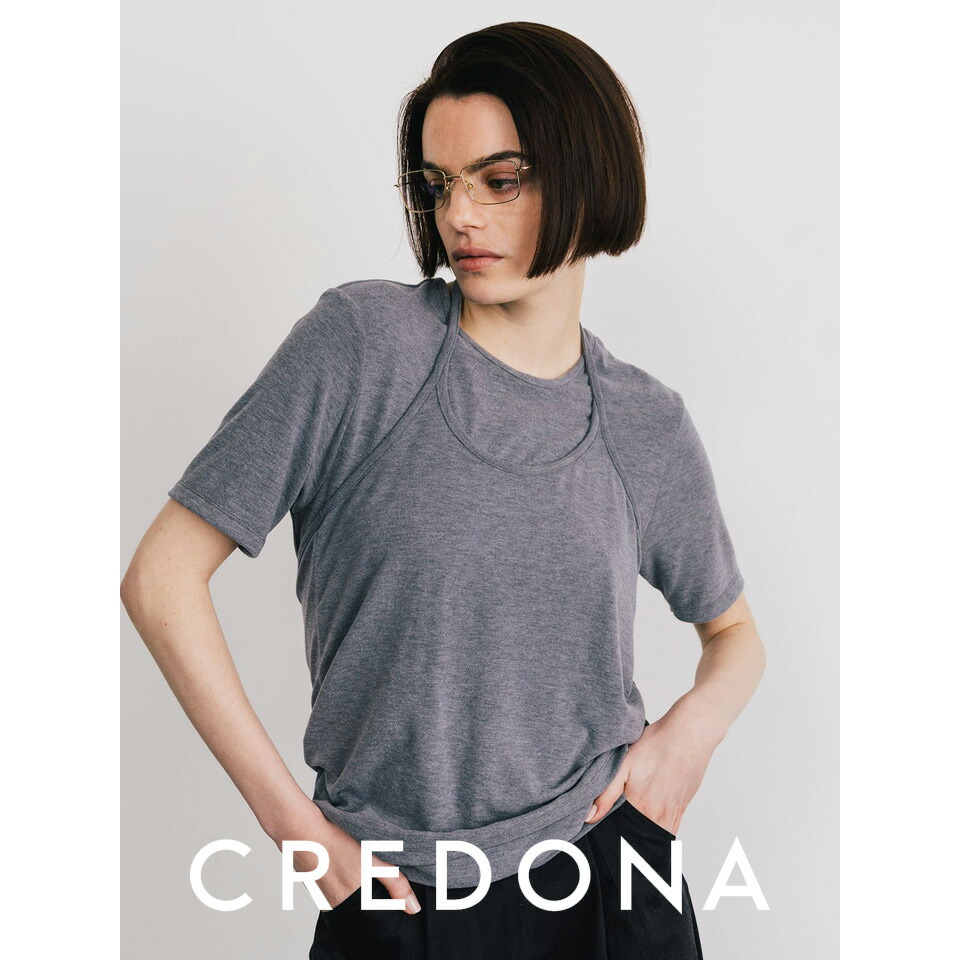 CREDONA クレドナ SMOOTHY SET TEE SHIRT / スムージー セットTシャツ (グレー/アイボリー/ネイビー/サックス)