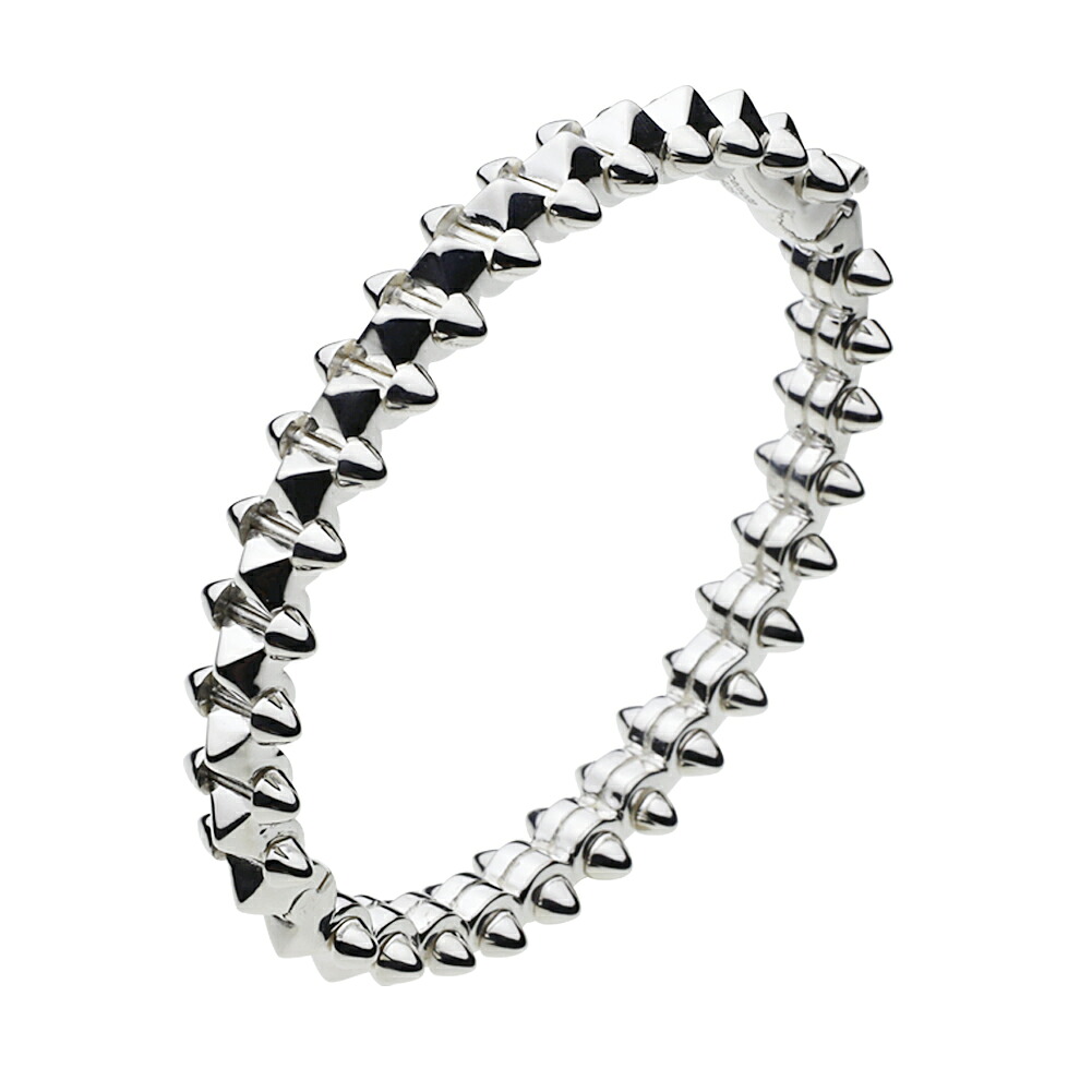 【セノーテ】 cenote-b0473 ダブルスパイクシルバーブレスレット シルバー925 シルバーアクセサリー 純銀 925 トゲ ピン スパイク 連結バングル チェーンバングル ハードバングル ハード系 ロック系 定番系 インダストリアル ミニマルライン デザインバングル