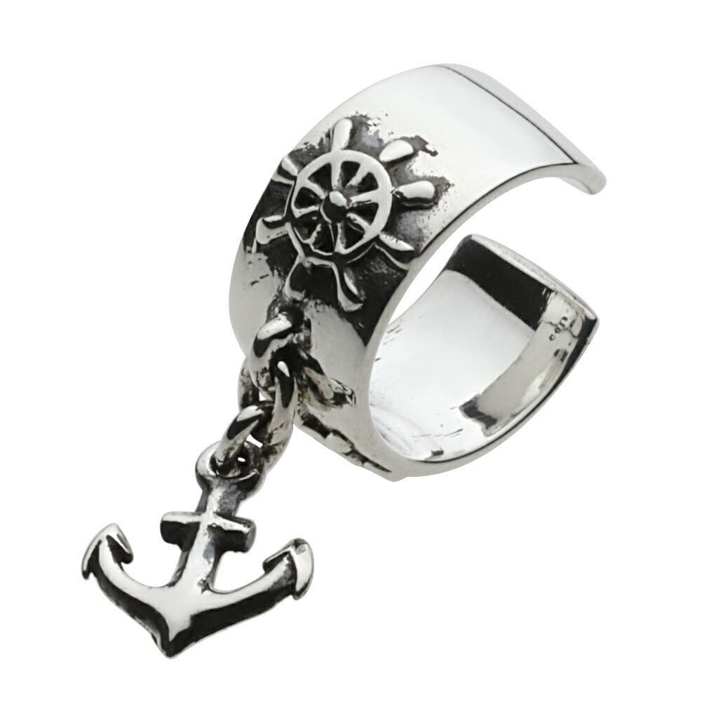 【セノーテ】 cenote-e0132 アンカー イヤーカフ シルバー925 シルバーアクセサリー 純銀 925 アンカー イカリ 舵輪 船舶 マリン 海洋 船 船長 船乗り チャーム 揺れる アクセサリー モチーフ デザイン ハードロック バイカー サーフ系 スタイリッシュ