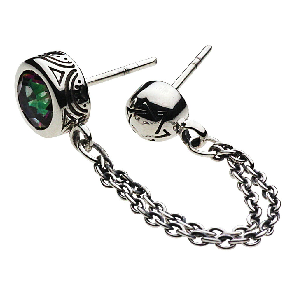 【セノーテ】 cenote-e0478 ストーン 六芒星2ホール ピアス ミスティッククォーツ シルバー925 シルバーアクセサリー 純銀 925 チェーンピアス トライバル模様 ミスティックトクォーツ ストーン付き ゴシックデザイン シルバーチェーンピアス スター