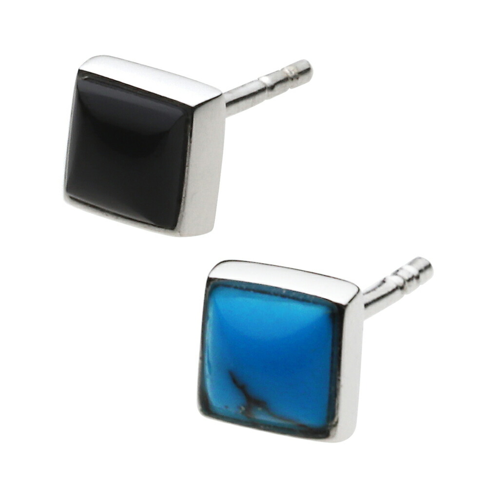 楽天市場】オニキス ピアス 本物シルバー925 ピアススクエア 四角 片方