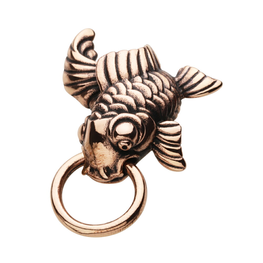 【セノーテ】 cenote-z-s0067 和風 金魚 ドロップハンドル銅アクセサリー 銅アイテム ドロップハンドル 鯉 和柄 フィッシュモチーフ レザークラフト 財布 カスタム パーツ ウォレットチェーン 接続金具 ネジ式 ドロップパーツ 革小物 チェーンをつなげる