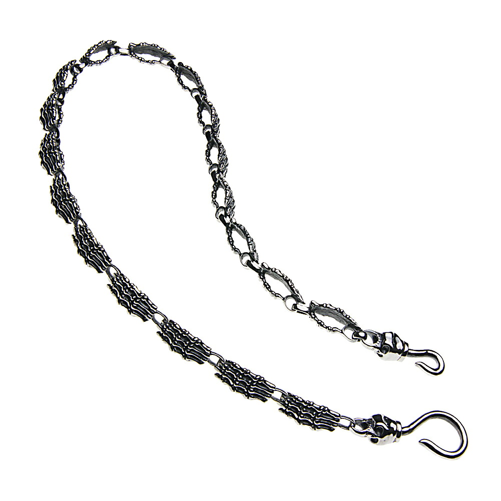 【セノーテ】 cenote-s0115 ボーンハンド ウォレットチェーン シルバーアクセサリー シルバーチェーン スカル ボーンハンド 骸骨の手 スカルハンド ドクロ ガイコツ 骨モチーフ スカルチェーン ボーンチェーン 骸骨 手 骨 手 重厚 バイカー ロック ハード｜cenote （セノーテ）