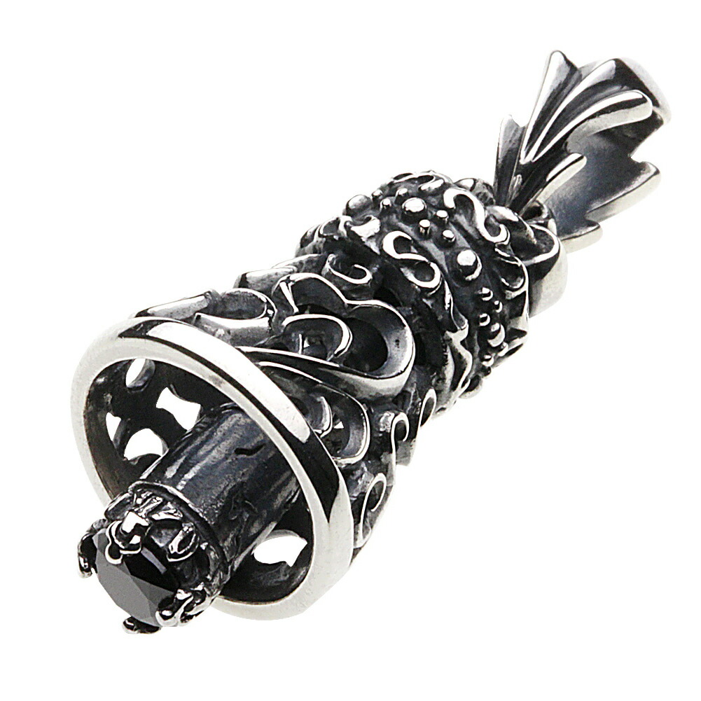 【cenote】シルバー925 ペンダント メンズ【z-p0280】ベル アラベスク 透かし彫り ゴシック ジルコニア silver925 ネックレス ペンダントトップ 送料無料
