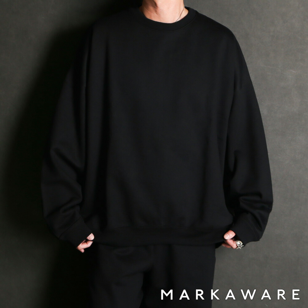 【MARKAWARE/目じるしお召しもの】HUGE SWEAT - BLACK / オーガニックコットンヘビー吊裏毛 - ヒュージスウェット / A26A09CS01C【メンズ】【貨物輸送無料】