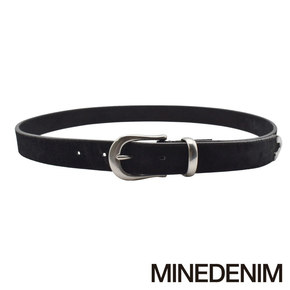 【MINEDENIM/マインジーンズ】Thick Velour Western Belt - BLK / LBT-018【メンズ】【貨物輸送無料】