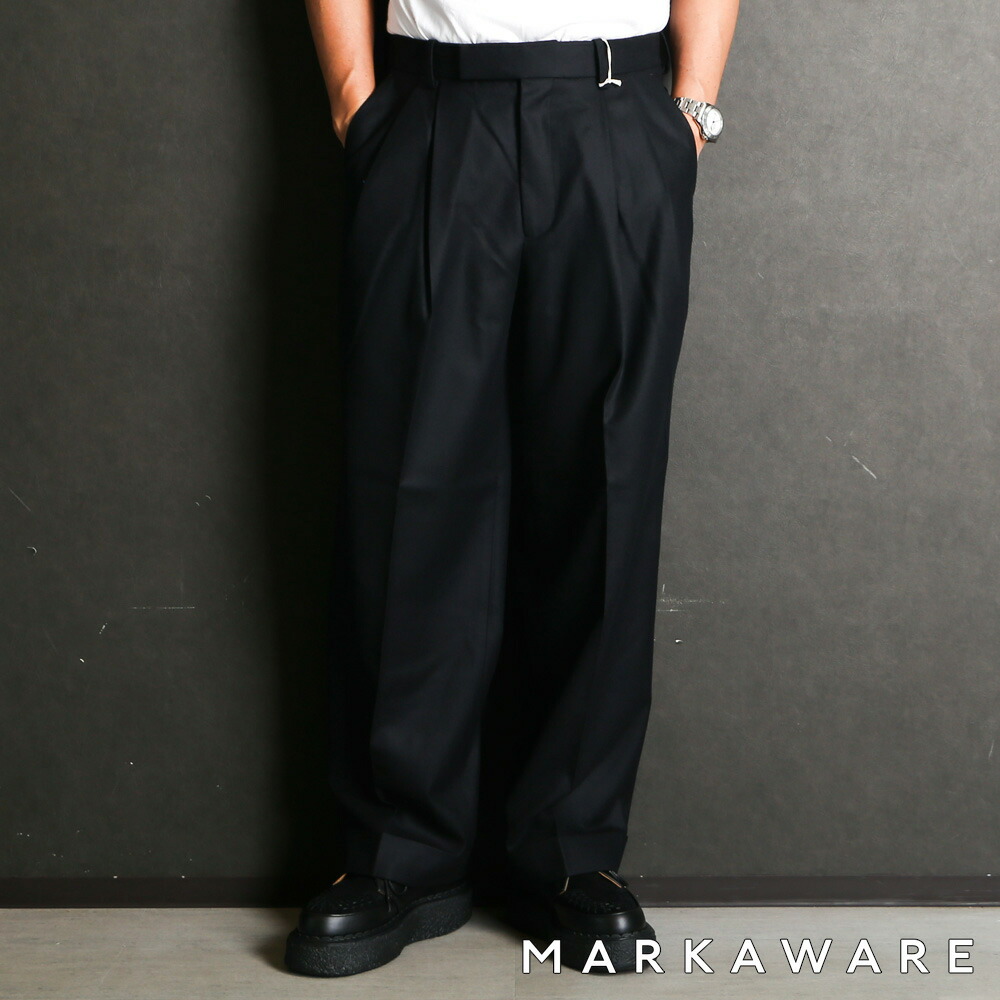 楽天市場】[送料無料]MARKAWARE : DOUBLE PLEATED TROUSERS