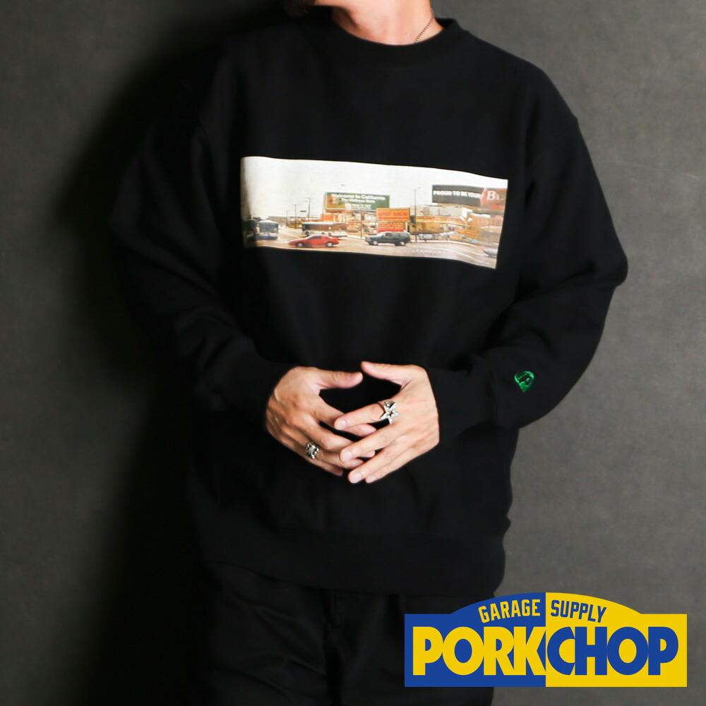【PORKCHOP/豚肉チョップ】80\u0027s CALIF SWEAT - BLACK / 汗水【貨物輸送代込み】【ユニ一発やる】