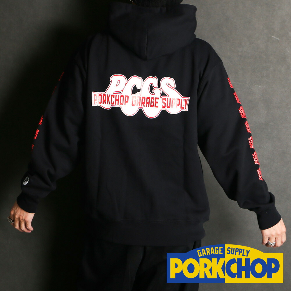 【PORKCHOP/豚肉チョップ】PP LOGO ZIP UP HOODIE / ジップアップパーカー【貨物輸送代込み】【ユニ一発やる】 メンズファッション-パーカー-トップス