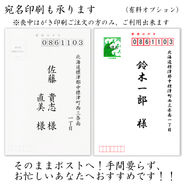 楽天市場 喪中はがき印刷専用オプション 宛名印刷 10件分 送料無料 写真のセントラル 楽天市場店