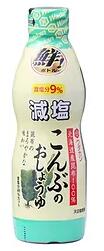 醤油　しょうゆ　ワダカン　減塩こんぶのおしょうゆ　 450ml　塩分カット　体に優しい　減塩タイプのこいくちしょうゆ　昆布のまろやかな味わい　こんぶ　鮮ボトル　空気に触れないボトル　北海道産昆布の旨味画像