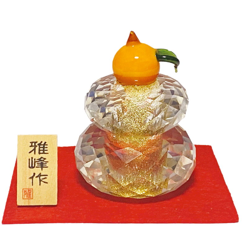 楽天市場】N60 クリスタル鏡餅雅峰作 手造りガラス鏡餅 迎春 新年 : お