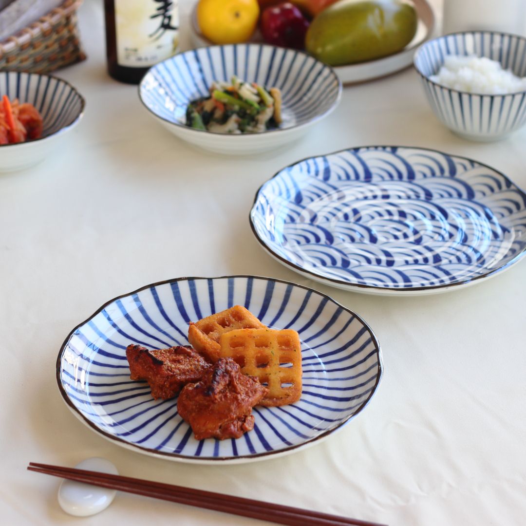 ブルー北京 陶器製丸型皿 10 50枚組 1枚単価160円 :