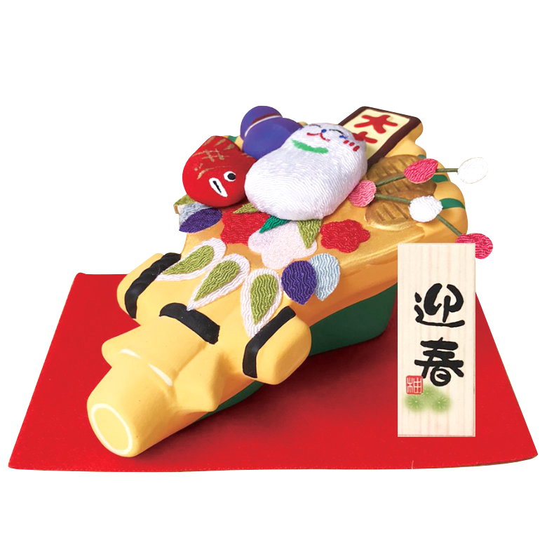楽天市場】迎春飾り 獅子舞（寅付） E-12 お取り寄せ 干支 置き物 陶磁器 寅 とら トラ 寅年 とら年 eto お正月飾り 縁起物 幸運  運気アップ 風水 インテリア 年賀 定番 ギフト : セラポッケ〜かわいい陶器のお店