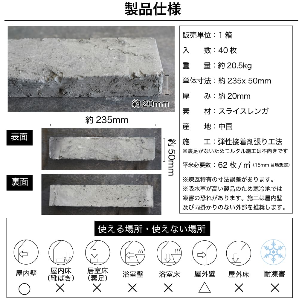 レンガ アンティークレンガ シック レトロ 黒 ブリック ブラック 上海ブルー 黒煉瓦 スライスレンガ 上海レンガ 壁用