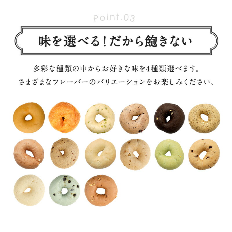 4種類選べるベーグル12個セット[各3個×4種]［冷凍のみ]【送料