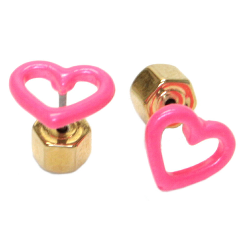 マークバイマークジェイコブス Marc By Marc Jacobs M 676 Knockout Pink エナメル オープンハート ピアス ピンク レディース アクセサリー Open Heart Studs Bilingualminds Com