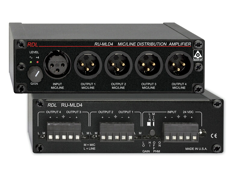 RDL RU-MLD4 マイク／ライン用ディストリビューションアンプ　-１×４ 【送料無料】