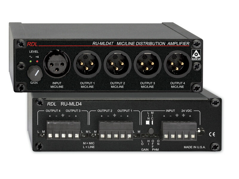 RDL RU-MLD4T マイクロホン／伝達ルート用ディストリビューションアンプ -１×４\u003dトランス状態付\u003d【貨物輸送無料】