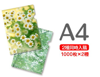 A4クリアファイル印刷 1000枚+1000枚 \u003d2000枚
