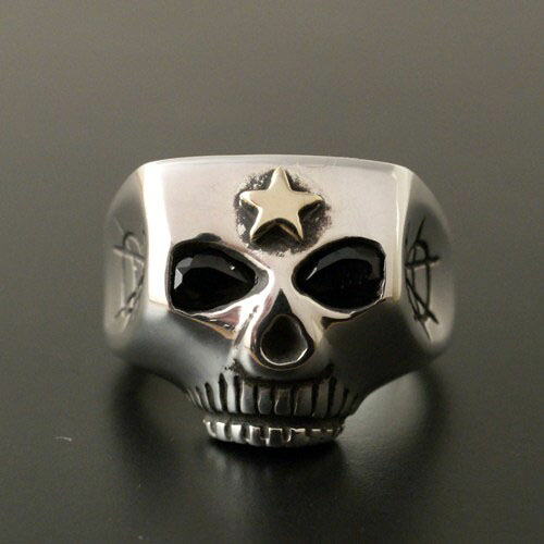 Flash Point JIM SKULL RING K14 ANARCHY ONYX