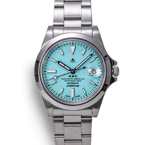 NAVAL WATCH Produced by LOWERCASE・エクスプローラータイプ・ターコイズ・３連・自動巻き。