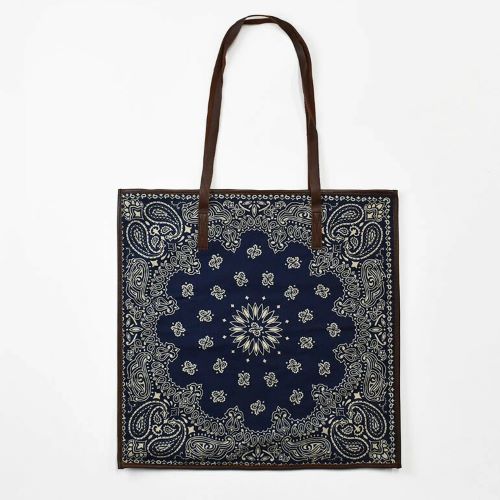 HAV-A-HANK leather canvas PAISLEY BANDANA tote Bag