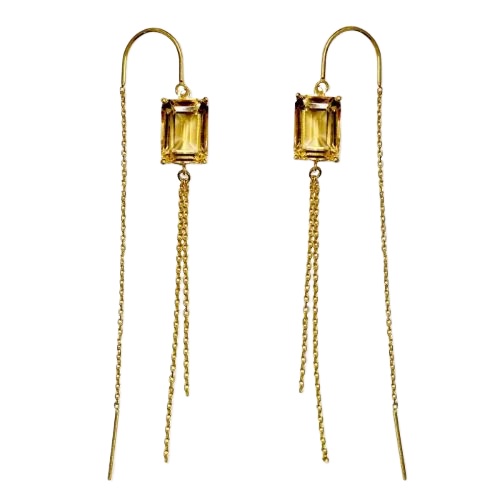 RESOL citrine cullet swing pierced earrings SV925 (Gold coating)｜C-G