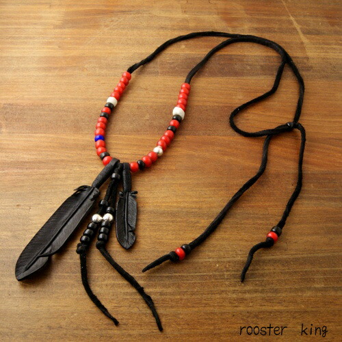 Rooster King \u0026 Co.・J.D Black Feather Necklace Red・JohnnyDepp・JSB IWATA MODEL