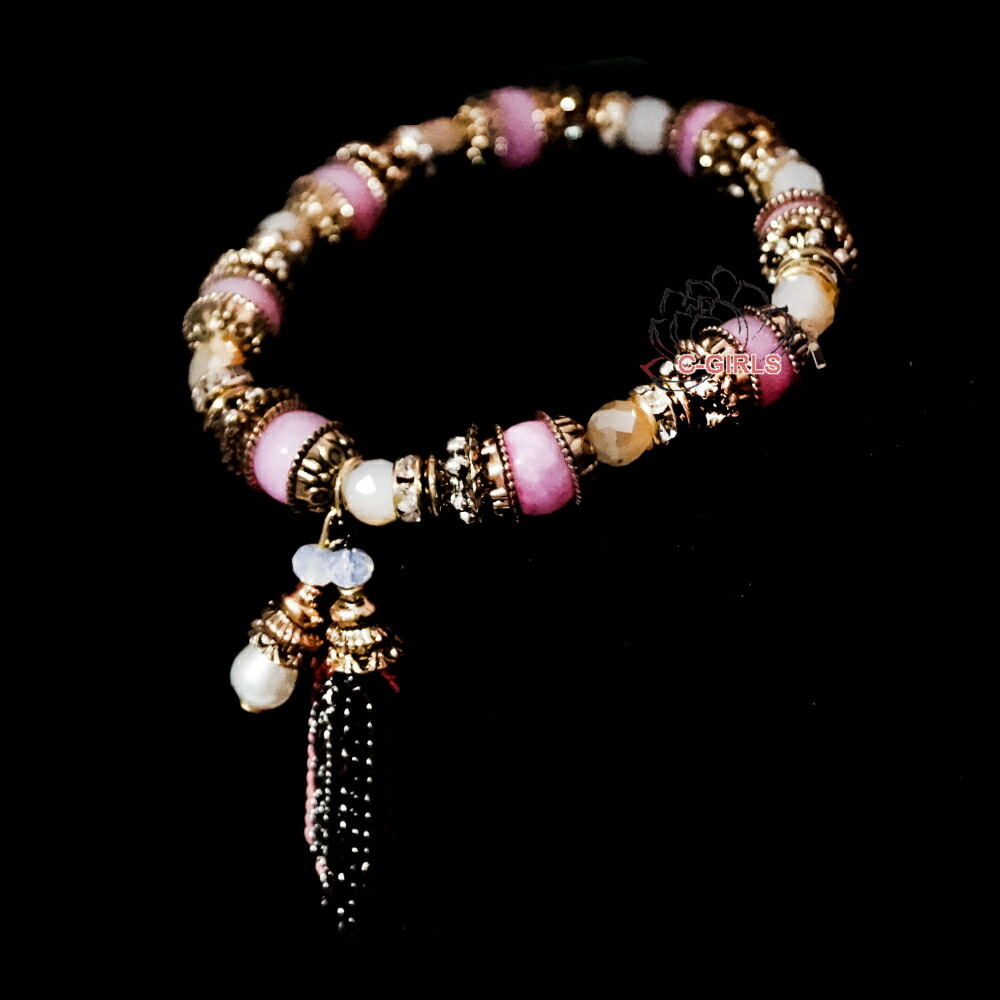送料無料 天然石 パワーストーン 定番ブレスレット フリンジ ピンク ブラック 2種類 瑪瑙 ホワイト水晶 レディース タッセルブレスッレト アクセサリー 全品ギフトラッピング ギフト プレゼント 贈物 お土産 ハロウィン Ceconsolidada Cl